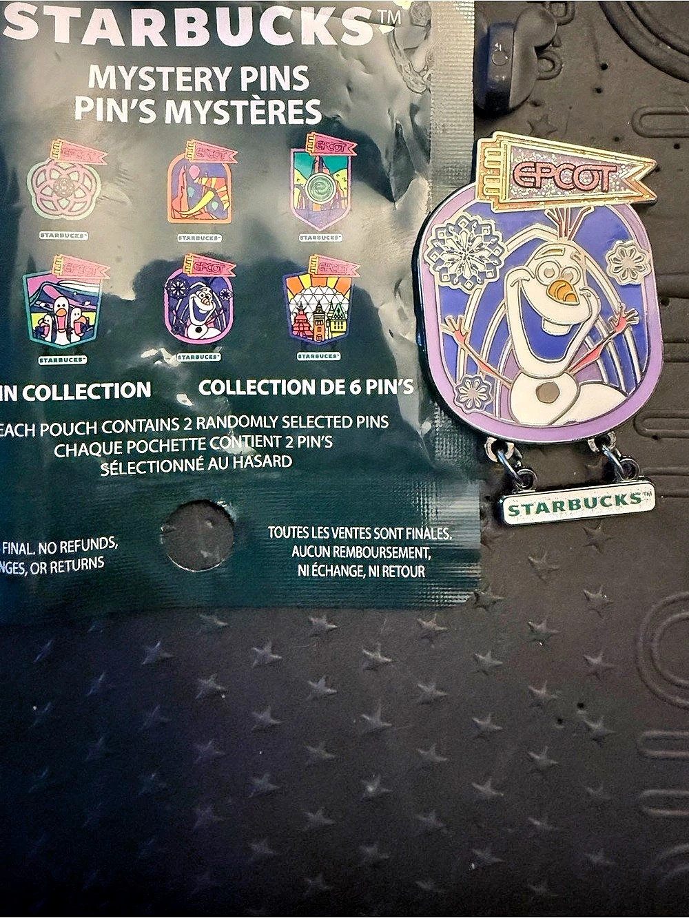 Starbucks EPCOT Olaf Mystery Pin Disney Olaf EPCOT Pin Purple & Blue Like New